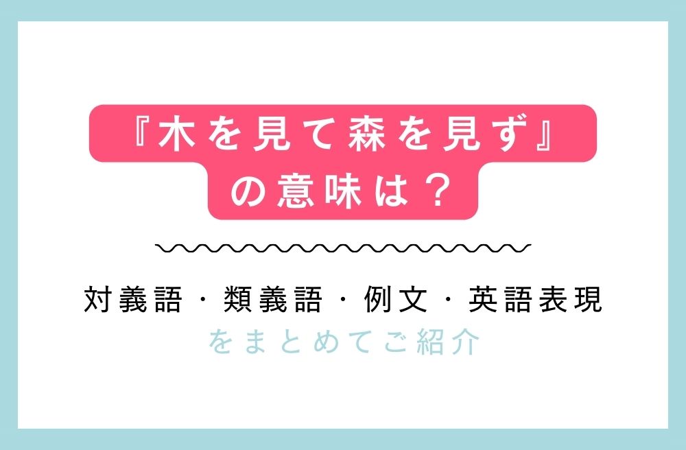 『木を見て森を見ず』の意味は？対義語・類義語・例文・英語表現をまとめてご紹介の画像