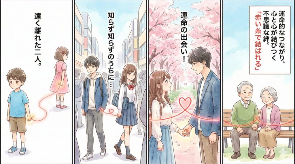 【ことわざ】「赤い糸で結ばれる」の意味は？対義語・類義語・例文・英語表現をまとめてご紹介